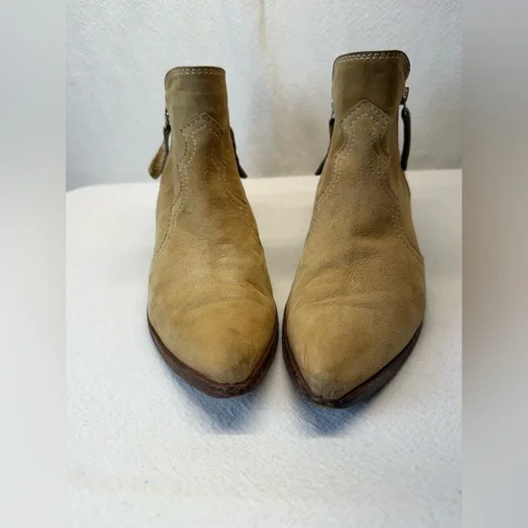 Coastal Cowgirl Suede Western Style Boots Sundance Catalog Side Zip Pointy Toe - Picture 5 of 9